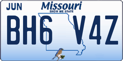 MO license plate BH6V4Z
