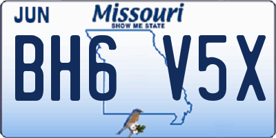 MO license plate BH6V5X