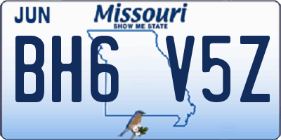 MO license plate BH6V5Z