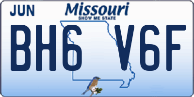 MO license plate BH6V6F