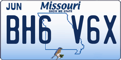 MO license plate BH6V6X