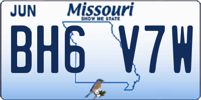 MO license plate BH6V7W