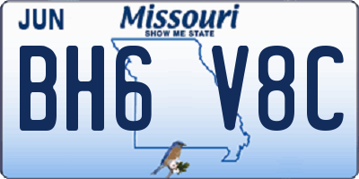 MO license plate BH6V8C