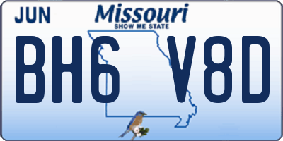 MO license plate BH6V8D
