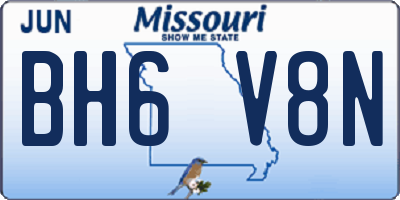 MO license plate BH6V8N