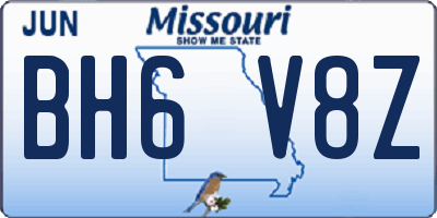 MO license plate BH6V8Z