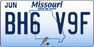 MO license plate BH6V9F