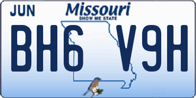 MO license plate BH6V9H