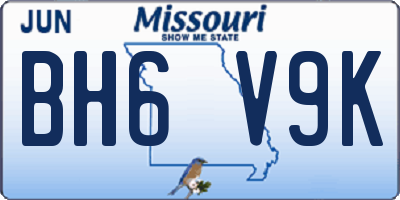 MO license plate BH6V9K