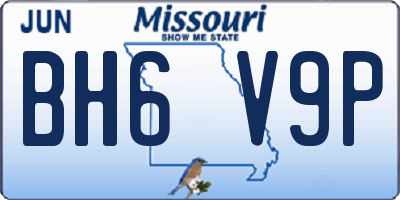 MO license plate BH6V9P