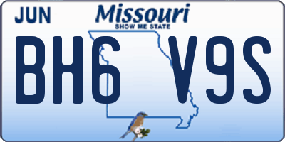MO license plate BH6V9S