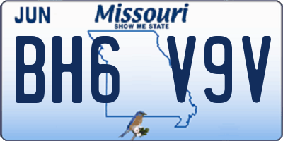 MO license plate BH6V9V