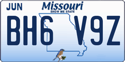 MO license plate BH6V9Z