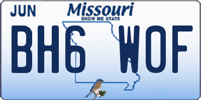 MO license plate BH6W0F
