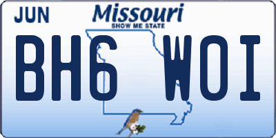 MO license plate BH6W0I