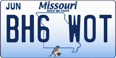 MO license plate BH6W0T