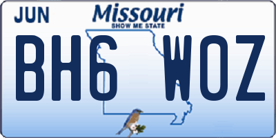 MO license plate BH6W0Z