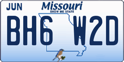 MO license plate BH6W2D