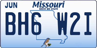 MO license plate BH6W2I
