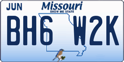 MO license plate BH6W2K