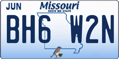 MO license plate BH6W2N