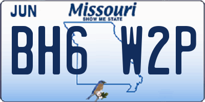 MO license plate BH6W2P