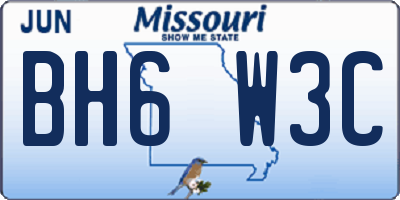 MO license plate BH6W3C