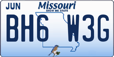 MO license plate BH6W3G