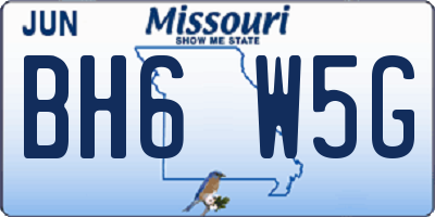 MO license plate BH6W5G