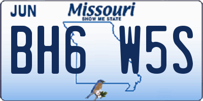 MO license plate BH6W5S