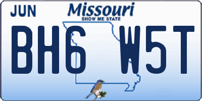 MO license plate BH6W5T