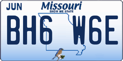 MO license plate BH6W6E