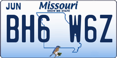 MO license plate BH6W6Z