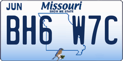 MO license plate BH6W7C