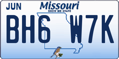MO license plate BH6W7K