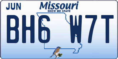 MO license plate BH6W7T
