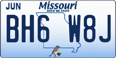 MO license plate BH6W8J
