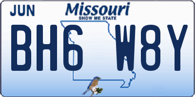 MO license plate BH6W8Y