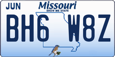MO license plate BH6W8Z