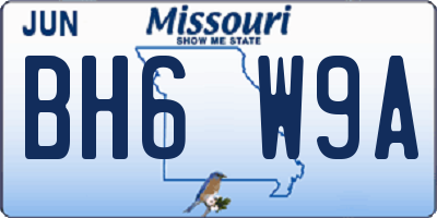MO license plate BH6W9A