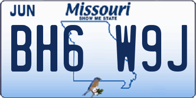MO license plate BH6W9J