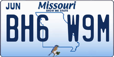 MO license plate BH6W9M