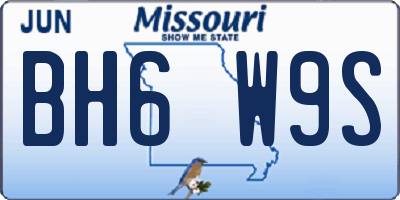 MO license plate BH6W9S