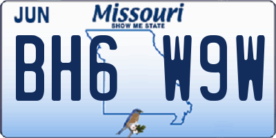 MO license plate BH6W9W