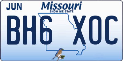 MO license plate BH6X0C