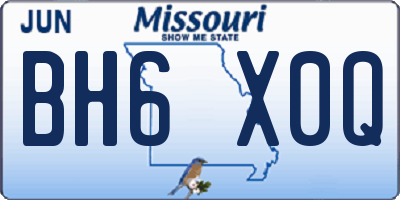 MO license plate BH6X0Q