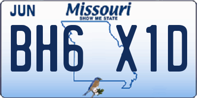 MO license plate BH6X1D