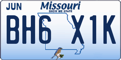 MO license plate BH6X1K