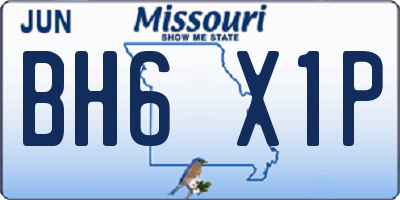 MO license plate BH6X1P