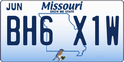 MO license plate BH6X1W